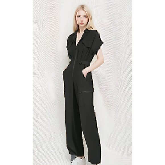 🆕DKNY Front Zip Twill Jumpsuit Size 2 NWT - Picture 2 of 7